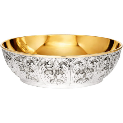 Silver paten with gold interior
