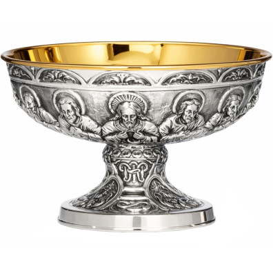 Silver paten with the Last Supper in relief