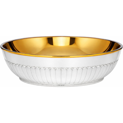 Silver paten without foot with simple embossing