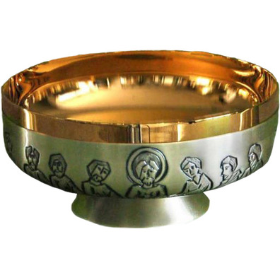 Paten in silver metal of the Last Supper