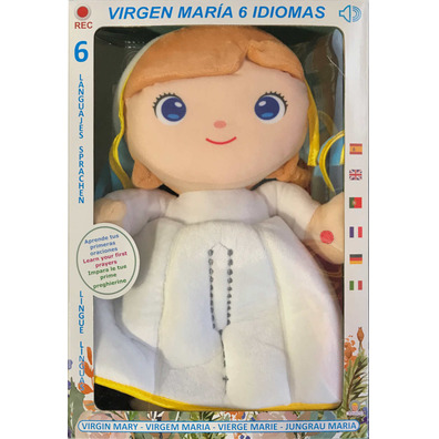 Plush of the Virgin Mary with prayers