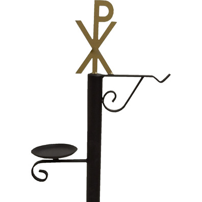 Wrought iron censer stand with Christogram