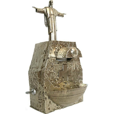 Holy water font with electronic dispenser