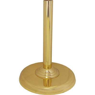 Metal parish cross holder with golden color smooth foot