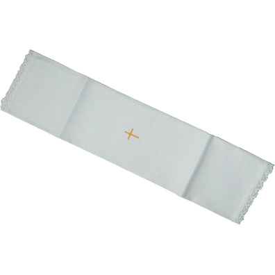 White purificator with embroidered Cross golden color