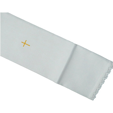 White purificator with embroidered Cross golden color