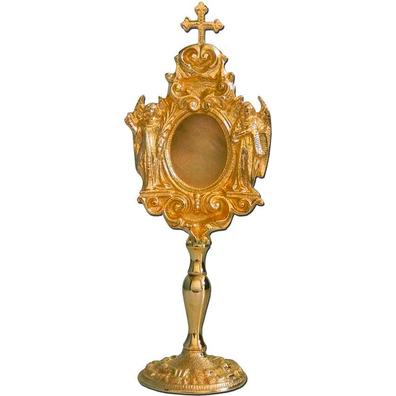 Metal Reliquary with Angels and Golden Cross