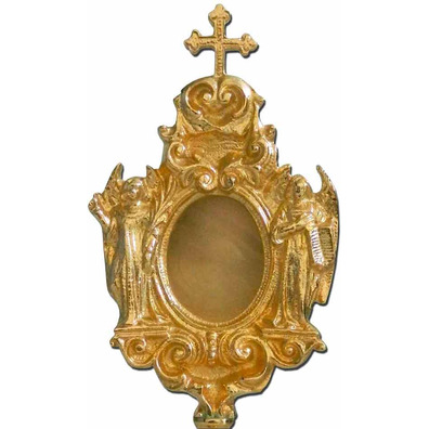 Metal Reliquary with Angels and Golden Cross