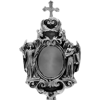 Metal Reliquary with Angels and Silver Cross