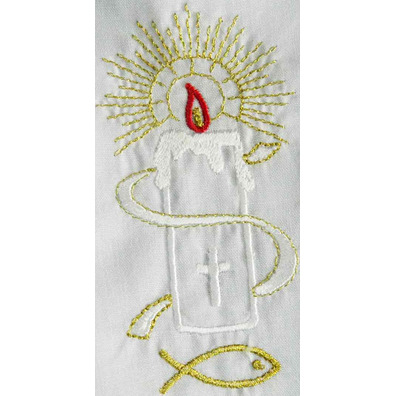 Baptism dress with embroidered candle