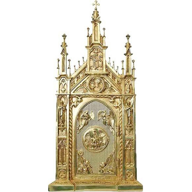 Tabernacle in bronze with exhibitor for the Blessed Sacrament