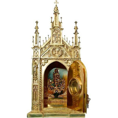 Tabernacle in bronze with exhibitor for the Blessed Sacrament