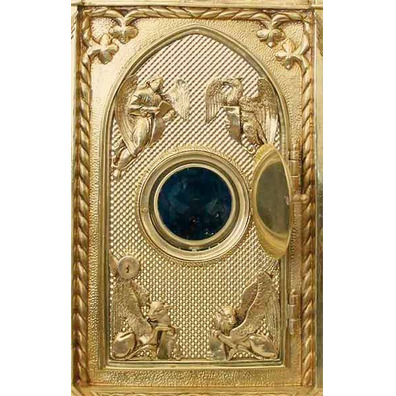 Tabernacle in bronze with exhibitor for the Blessed Sacrament