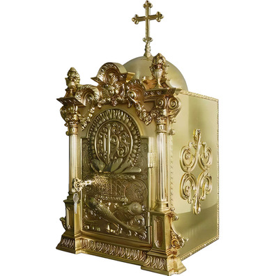 Tabernacle in bronze with JHS in relief