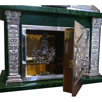 Tabernacle of marble and bronze with silver bath