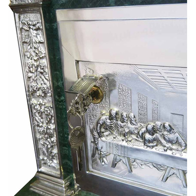 Tabernacle of marble and bronze with silver bath