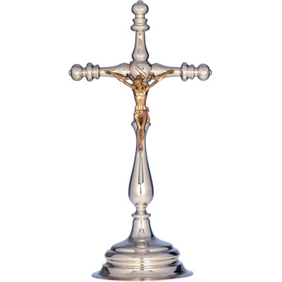 Silver crucifix with golden Christ