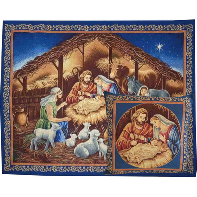 Christmas tapestry and cushion | Canvas of the Nativity of Bethlehem