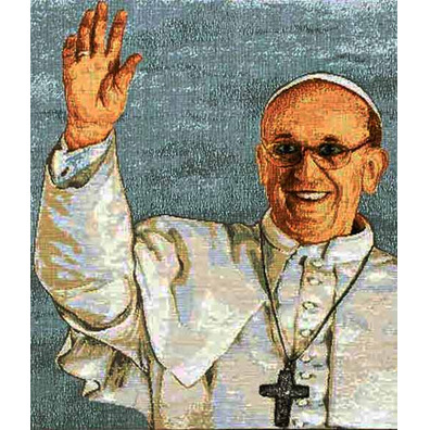 Tapestry of Pope Francis waving