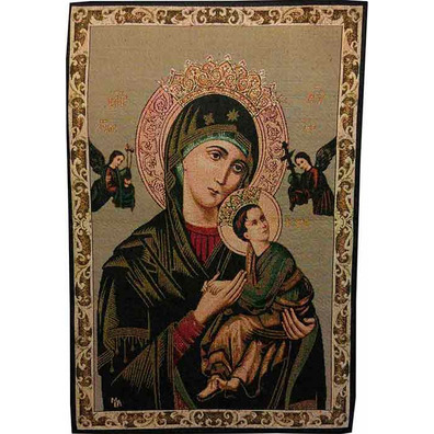 Tapestry Byzantine Icon Virgin Perpetual Help