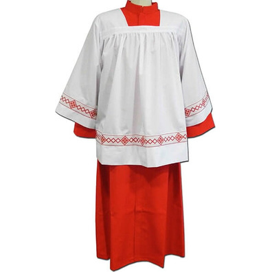 Red altar boy robe in 100% polyester