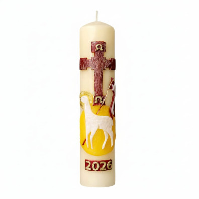 Altar candles decorated to match Paschal Candles