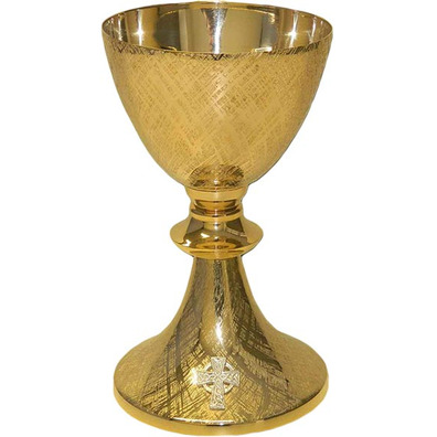 Gold metal chalice with silver Cross