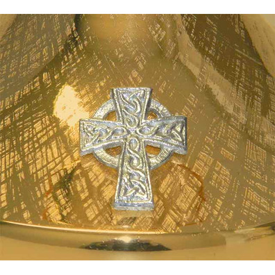 Gold metal chalice with silver Cross