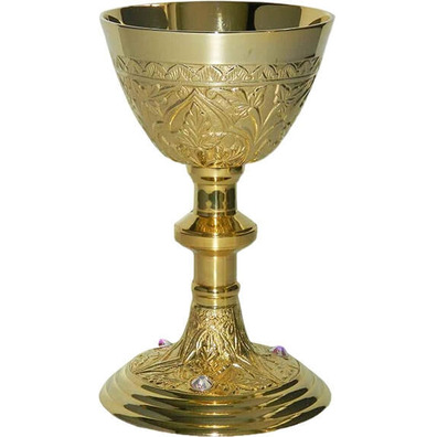 Metal chalice with stones at the base