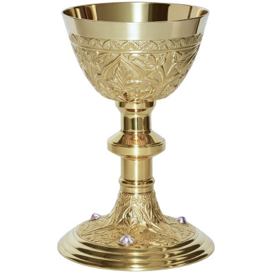 Metal chalice with stones at the base