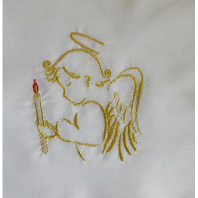 Baptism dress with embroidered Angel with candle
