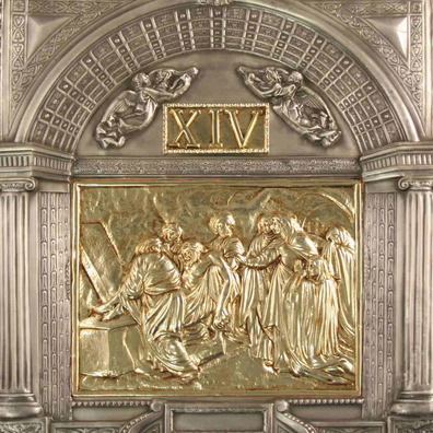 Way of the Cross in bronze with silver plating