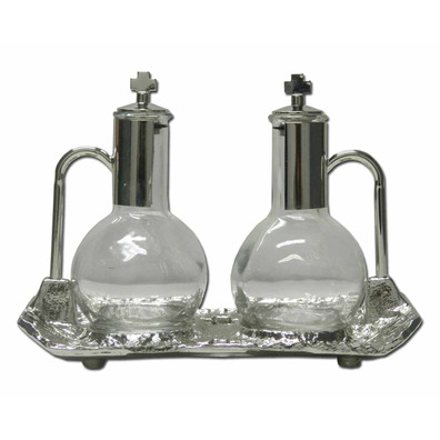 Glass and metal cruets