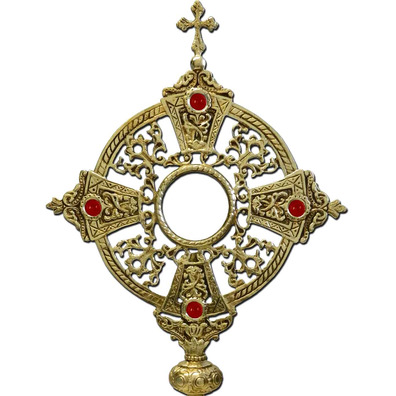 Bronze monstrance with Cross and circular base