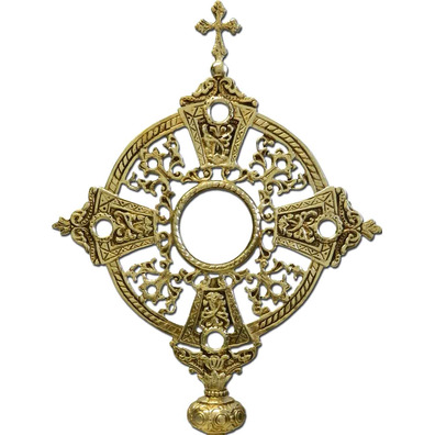 Bronze monstrance with Cross and circular base