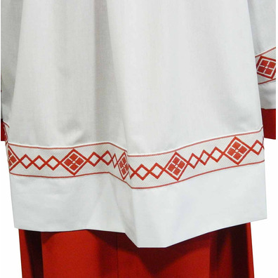 Altar boy  roquette decorated with a red braid