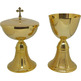 Chalice and paten of Communion in gold metal