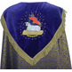 Raincoat of brocade fabric and purple velvet