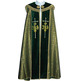 Raincoat of brocade fabric and green velvet