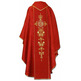 Chasuble in damask fabric with red embroidered central stolon