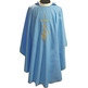 Embroidered polyester chasuble with gold trim blue