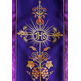 Chasuble in damask fabric with purple embroidered central stolon