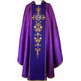 Chasuble in damask fabric with purple embroidered central stolon