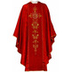 Chasuble in damask fabric with red embroidered central stolon