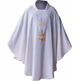 Chasuble in polyester and wool with white gold JHS