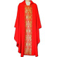 Chasuble in polyester with central stolon with golden details red