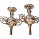 Set of two silver plated color plated processional candles