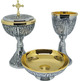Metal chalice, ciborium and paten set