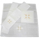 Altar set with white Cross and golden sparkles