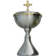 Ciborium in matt silver metal with gold plating inside